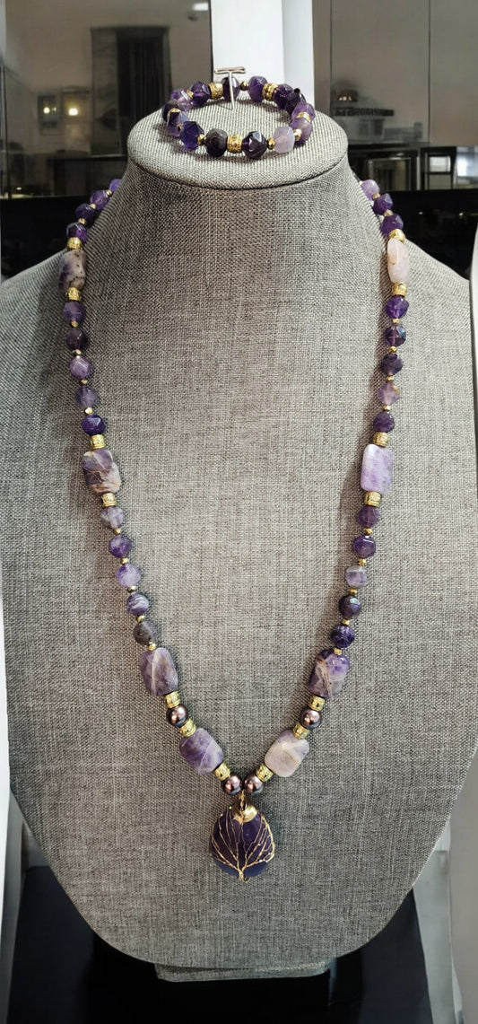 Amethyst Tree of Life Necklace & Bracelet Set