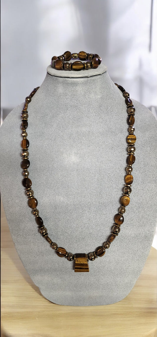 Tiger Eye necklace and bracelet set by Beads Bracelets Etc.